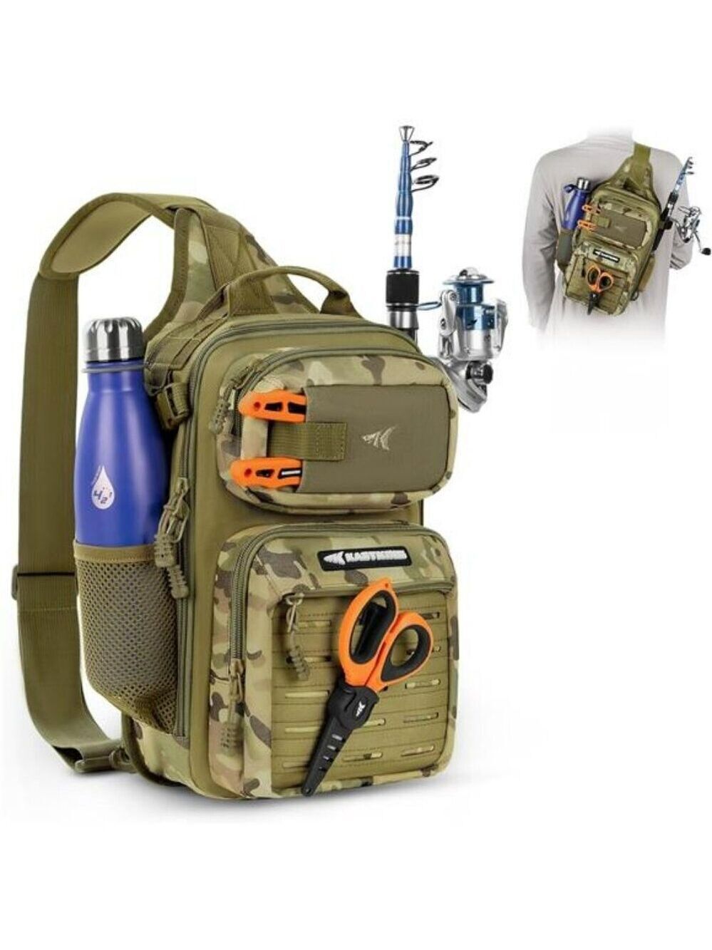 Tactical Sling Fishing Backpack Molle Gear Bag Waterproof Tackle Storage